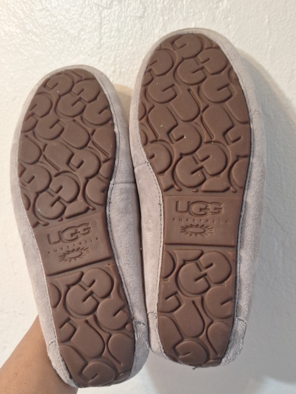 UGG Ansley Shearling Lined Wool Moccasin Slip On Light Grey Women's Shoes Size 6 - Picture 6 of 8